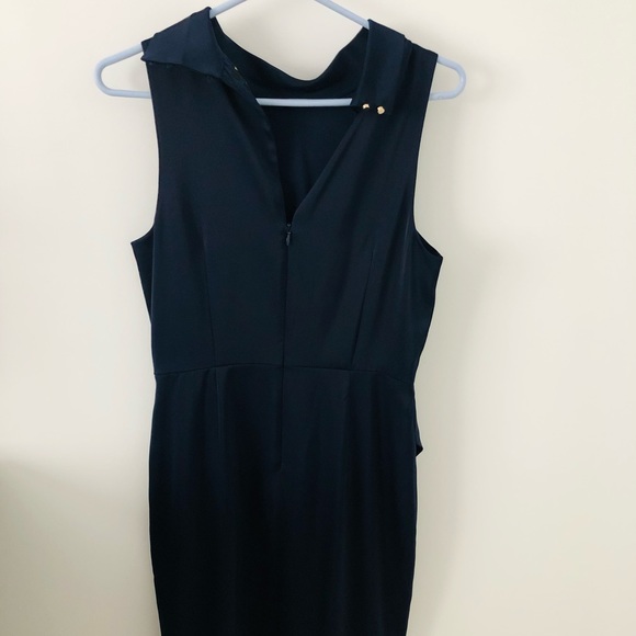 RW&Co Navy Blue Sleeveless Silk Dress - Picture 2 of 2